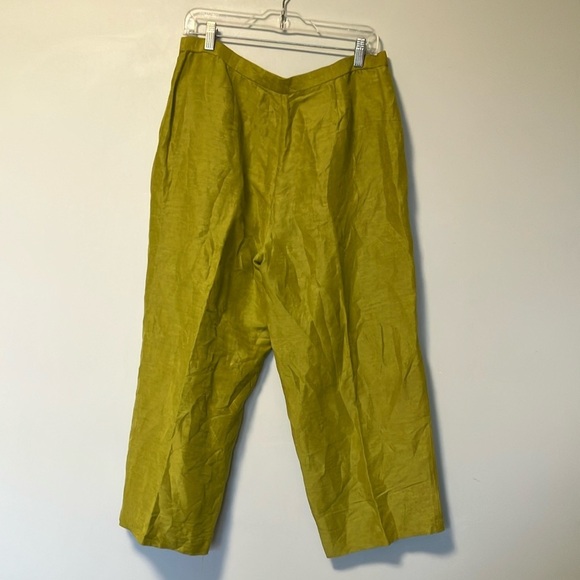 Eileen Fisher Silk Linen Blend Olive Green Pants - Picture 4 of 6